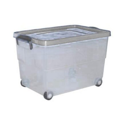 CONTENEDOR EUROBOX 60LITROS 590X400X380 TRANSPARENTE CON RUEDAS REF. 10260