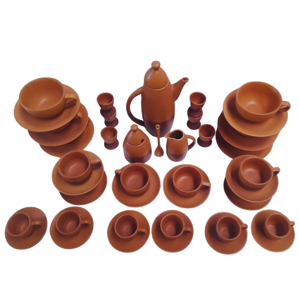 JUEGO BARRO CERAMICO COLOR CAFE-CHOCOLATE 48 PIEZAS - Imagen 2