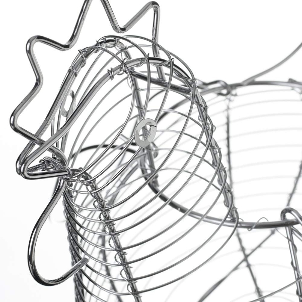 CESTA HUEVERA ACERO CROMADO CON ASAS FORMA GALLINA - Imagen 3