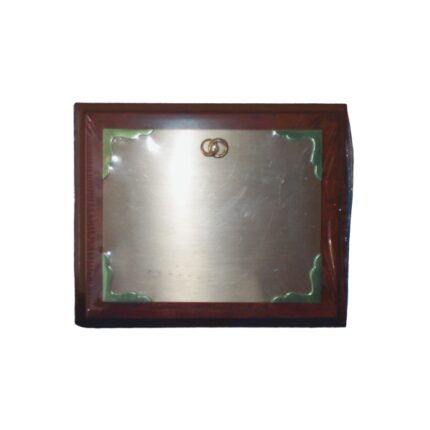 PLACA CONMEMORATIVA ANIVERSARIO MADERA CON ALUMINIO 23X19 CM