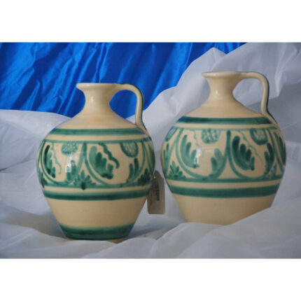 JUEGO 2 CÁNTAROS BARRO PINTADOS Y VITRIFICADOS