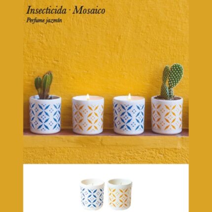 VELA VASO TERRACOTA PERFUME JAZMIN 24 HORAS MODELO MOSAICO SURTIDOS
