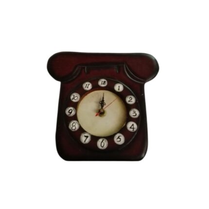 RELOJ SOBRE MESA FORMA TELEFONO MADERA PINTADA A MANO