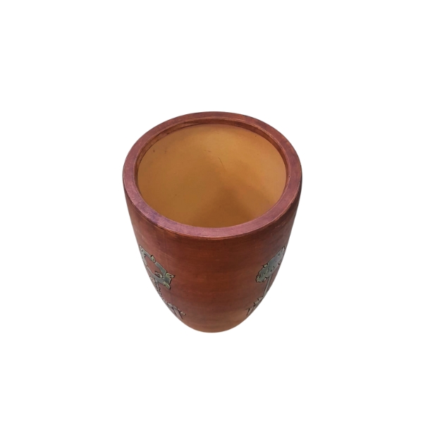 JARRON BARRO PINTADO EFECTO RUSTICO BOCA ANCHA - Imagen 2