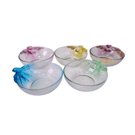 JUEGO 5 CUENCOS CRISTAL BICOLOR