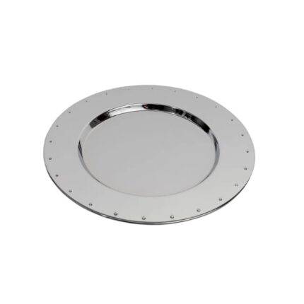 BAJO PLATO PRESENTACIÓN INOX 32CM DECORADO EN BORDE PUNTOS RELIEVE