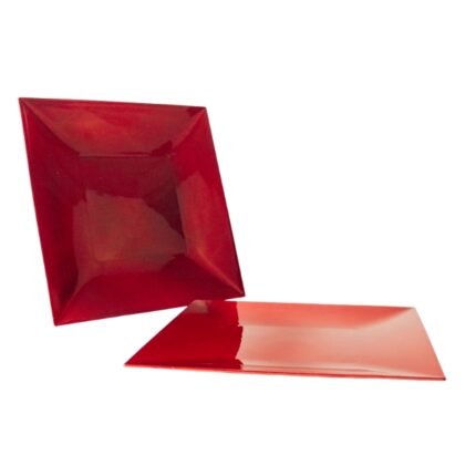 PLATO MELAMINA DE 30 CM X 30 CM COLOR ROJO NAVIDAD