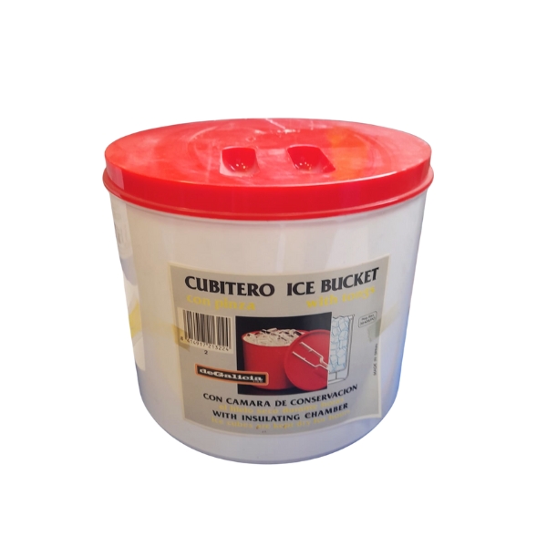 CUBITERA PLASTICO HERMETICA BLANCA TAPA ROJA