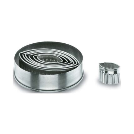 CAJA 9 CORTAPASTAS OVAL RIZADOS INOX REF. 68068