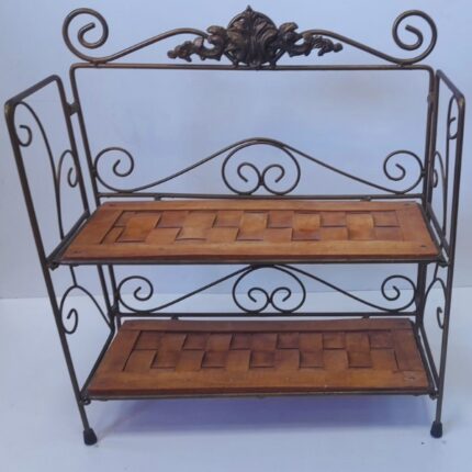 ESTANTE METALICO 2 BALDAS DE MIMBRE PLEGABLE