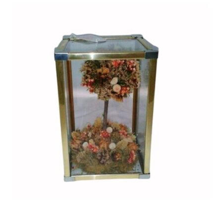 VITRINA CRISTAL 4 CARAS ARBOL FLORES SECAS 14´5X 14´5X 22´5