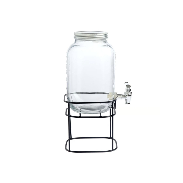 DISPENSADOR BEBIDA CRISTAL 4L CON GRIFO Y SOPORTE METAL RUSTIK "LA MEDITERRÁNEA" - Imagen 3