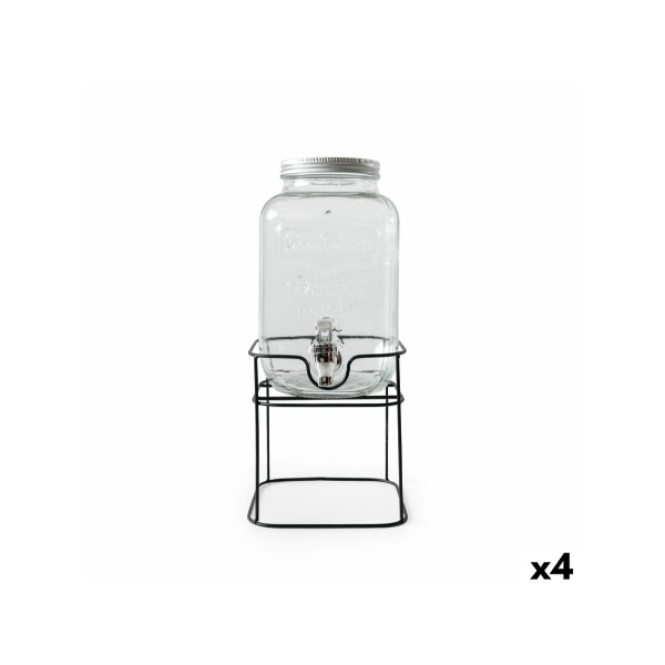 DISPENSADOR BEBIDA CRISTAL 4L CON GRIFO Y SOPORTE METAL RUSTIK "LA MEDITERRÁNEA" - Imagen 4